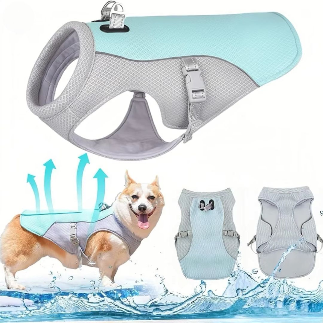 Chaleco Refrescante FRESKITO™ – Arnés de Verano Anti-UV para Perros (S a 3XL)