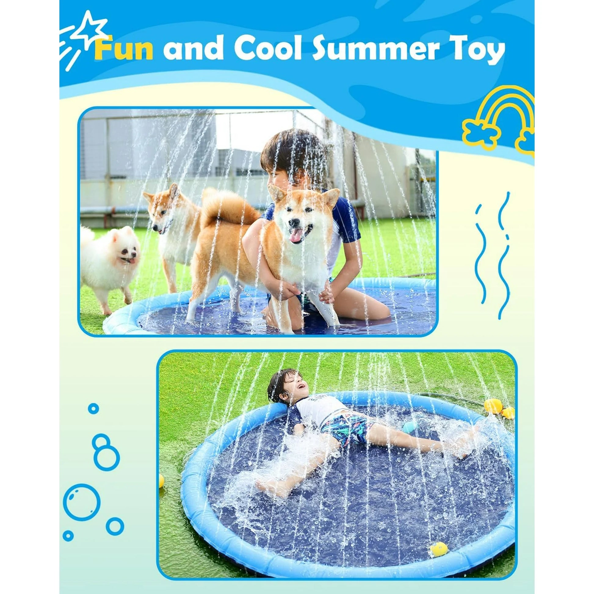 Piscina Splash FRESKITO™ - Splash Pad para Perros y Niños (100 / 150 / 170 cm)